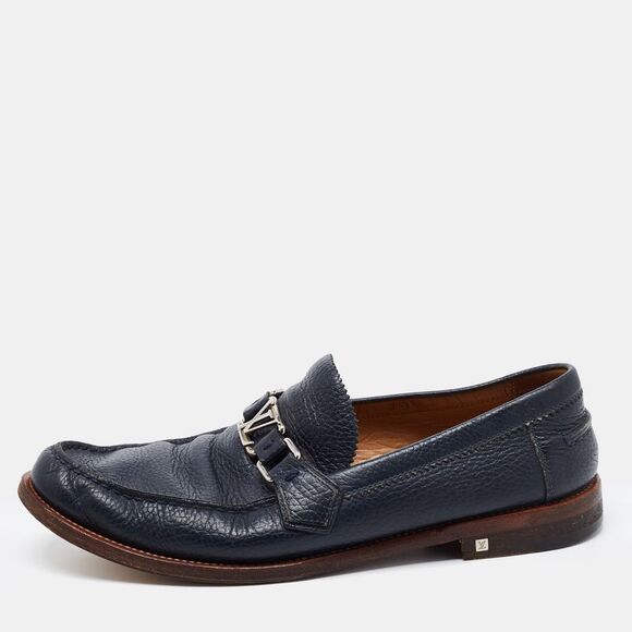 Louis Vuitton Navy Blue Leather Major Loafers Size 43.5 - Picture 1 of 4